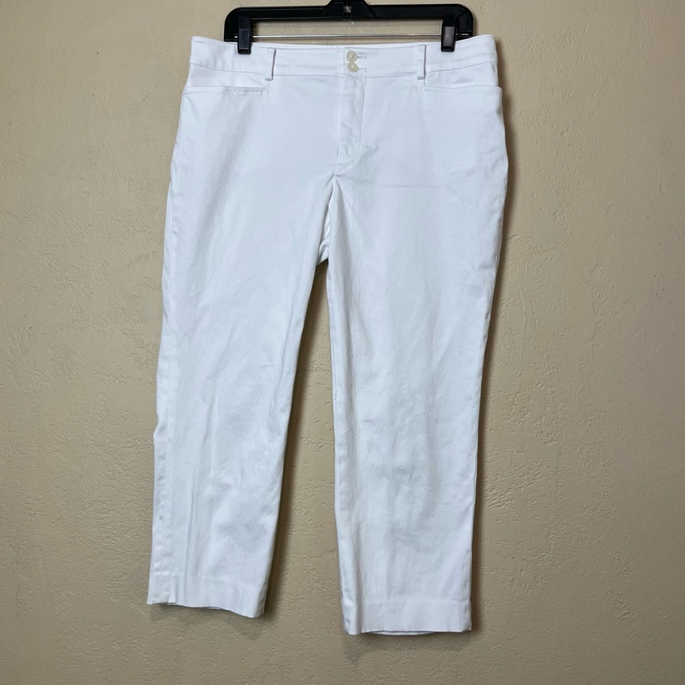 Chaps women mid rise cropped white casual pants size 12‎
